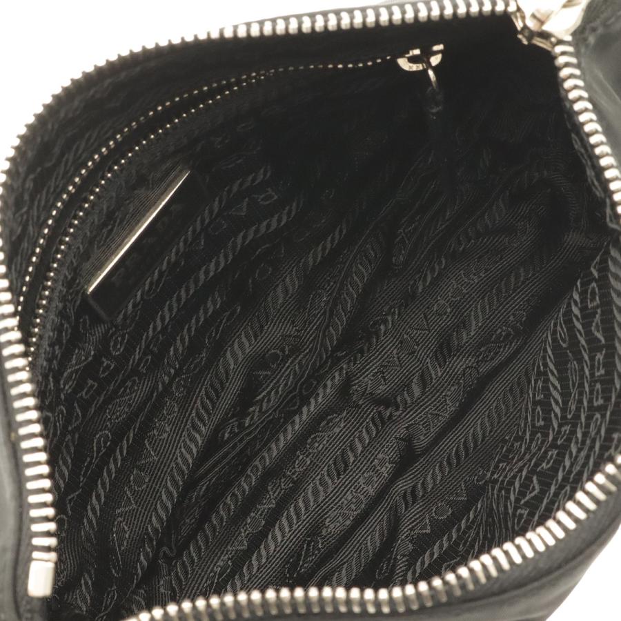 PRADA プラダ TESSUTO LIGHT ショルダーバッグ ワンショルダー セミショルダー 肩掛け ナイロン レザー NERO ブラック シルバー金具 | PRADA | 06
