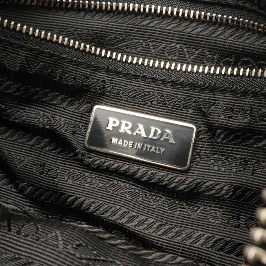 PRADA プラダ TESSUTO LIGHT ショルダーバッグ ワンショルダー セミショルダー 肩掛け ナイロン レザー NERO ブラック シルバー金具 | PRADA | 07