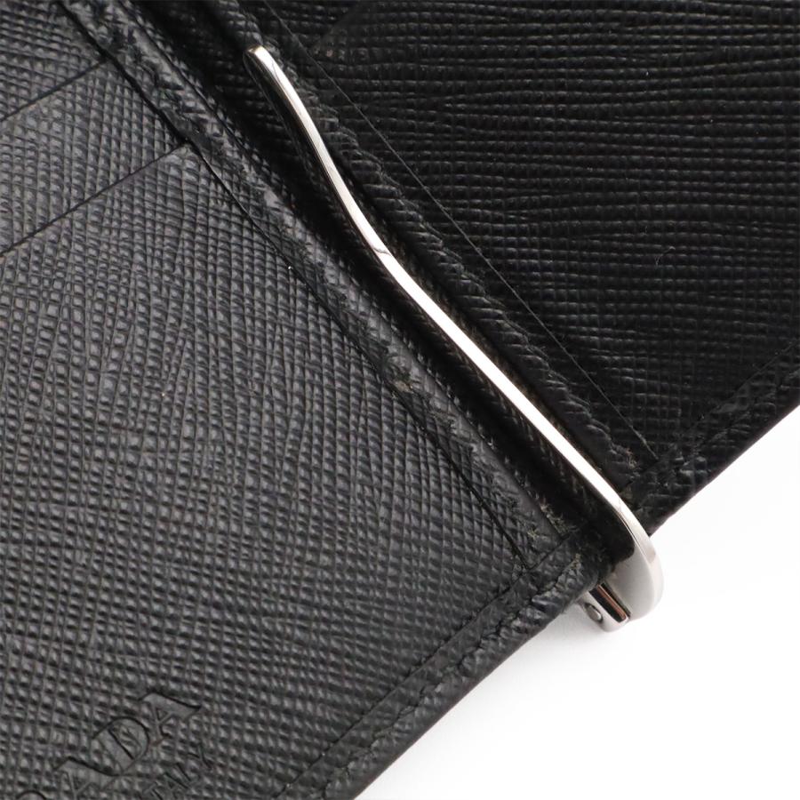 PRADA プラダ トライアングルロゴ 2つ折札入れ 二つ折り財布 マネークリップ式 ビルクリップ レザー NERO 黒 ブラック シルバー金具 | PRADA | 07