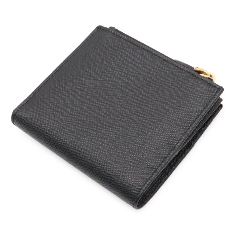 PRADA プラダ トライアングルロゴ コンパクトウォレット 2つ折財布 二つ折り財布 レザー NERO 黒 ブラック ゴールド金具 1ML047 | PRADA | 01