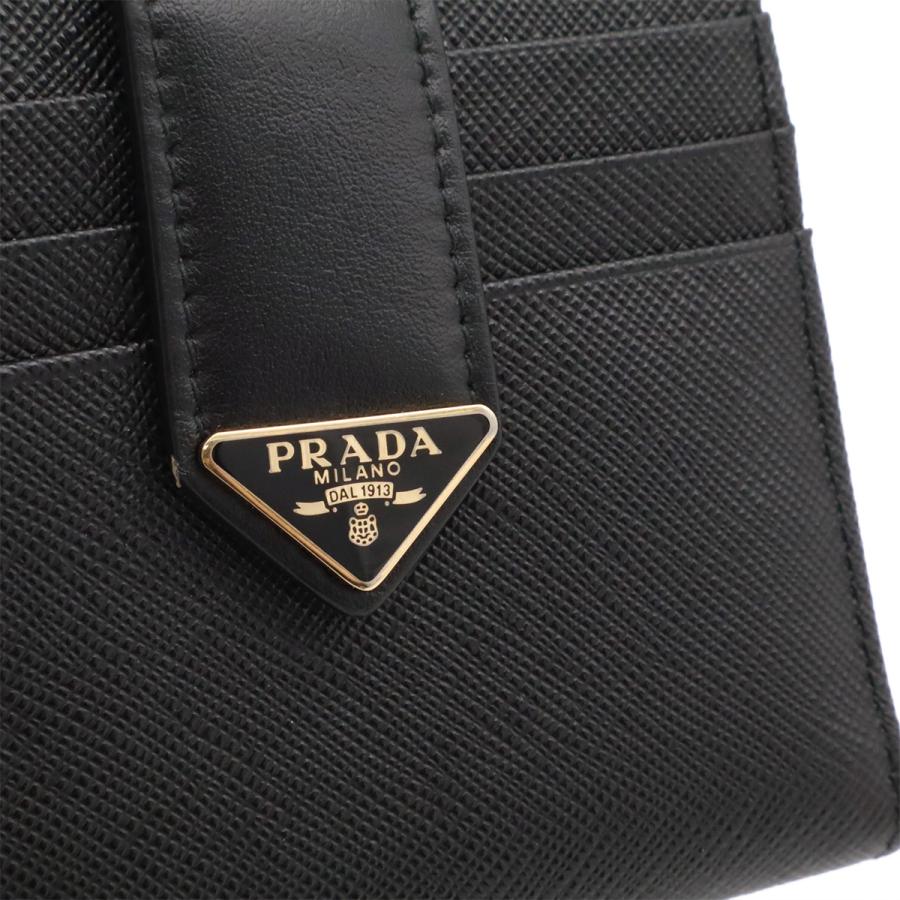 PRADA プラダ トライアングルロゴ コンパクトウォレット 2つ折財布 二つ折り財布 レザー NERO 黒 ブラック ゴールド金具 1ML047 | PRADA | 03