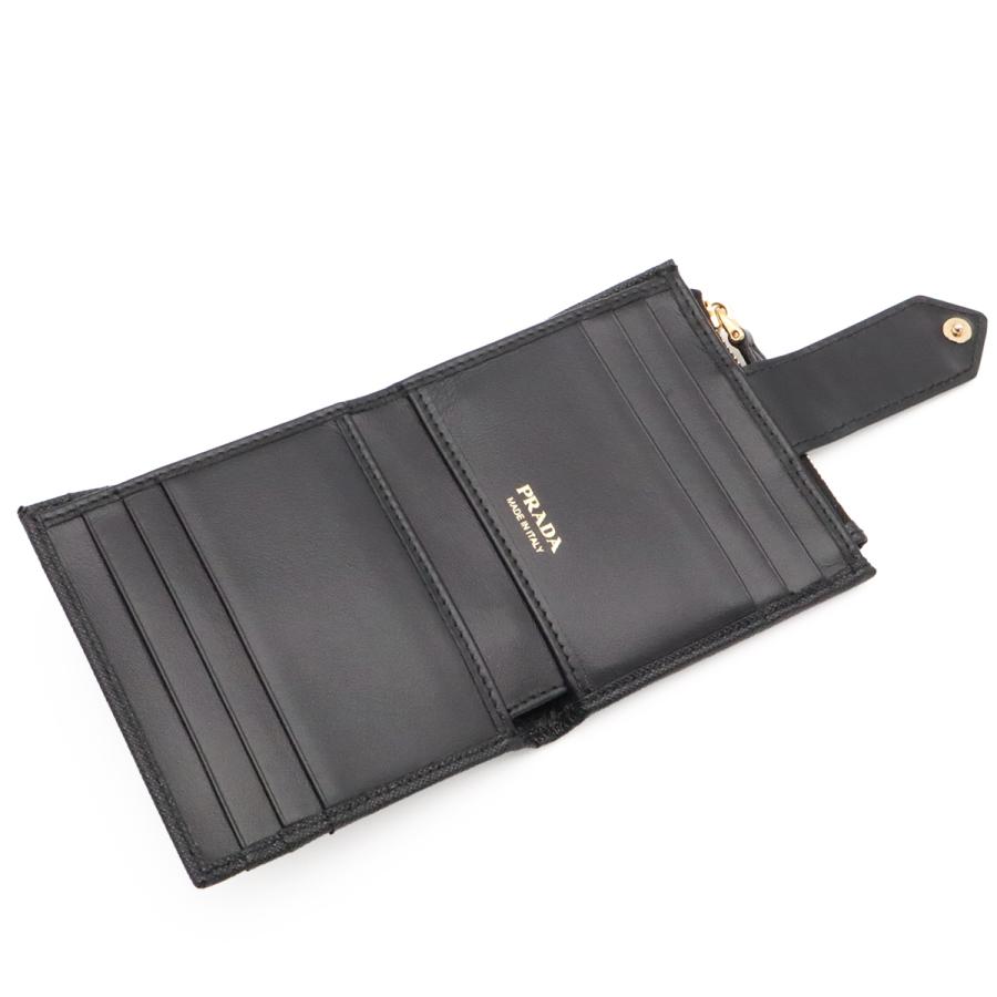 PRADA プラダ トライアングルロゴ コンパクトウォレット 2つ折財布 二つ折り財布 レザー NERO 黒 ブラック ゴールド金具 1ML047 | PRADA | 05