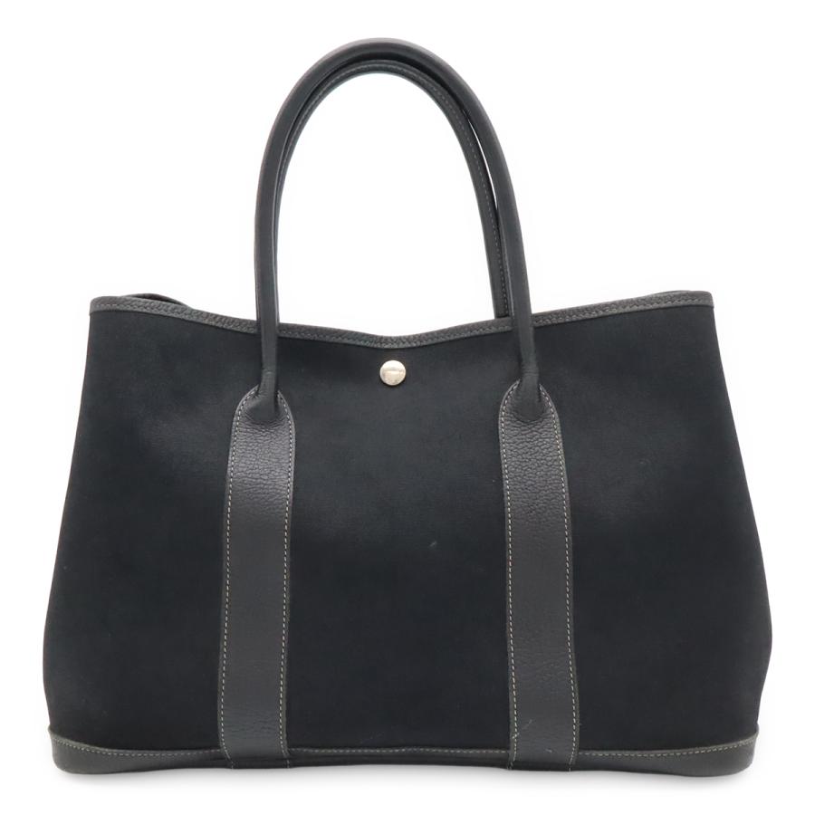 HERMES エルメス ガーデンパーティPM トートバッグ ショルダーバッグ トワルオフィシエ レザー ブラック 黒 □G刻印 | HERMES