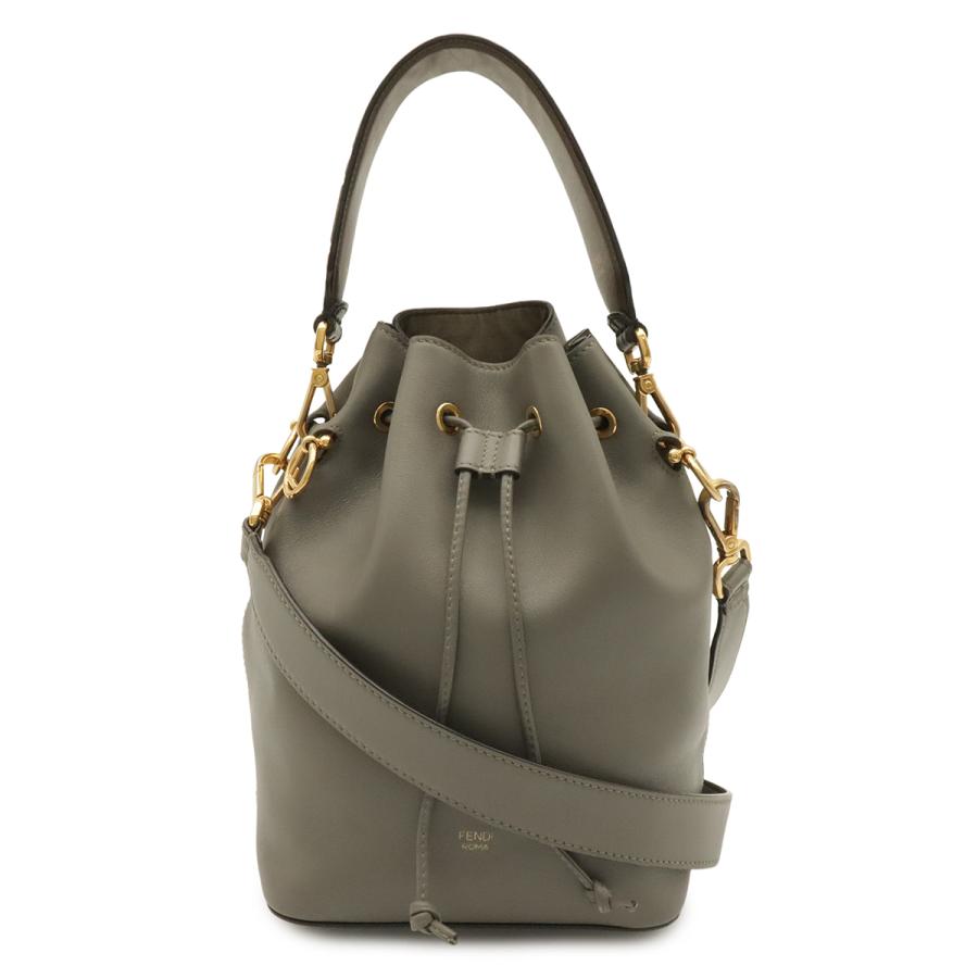 FENDI フェンディ モントレゾール FFロゴ ズッカ バケットバッグ ショルダーバッグ 巾着バッグ 2WAY ハンドバッグ レザー グレー | FENDI