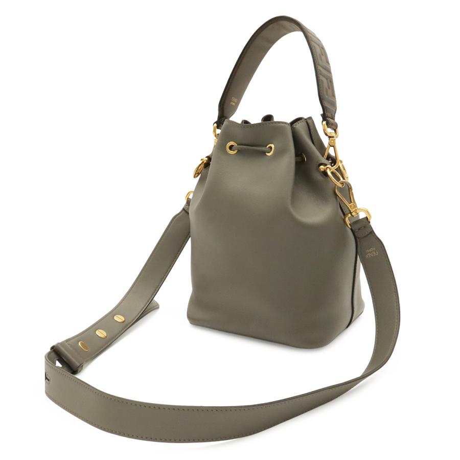FENDI フェンディ モントレゾール FFロゴ ズッカ バケットバッグ ショルダーバッグ 巾着バッグ 2WAY ハンドバッグ レザー グレー | FENDI | 01