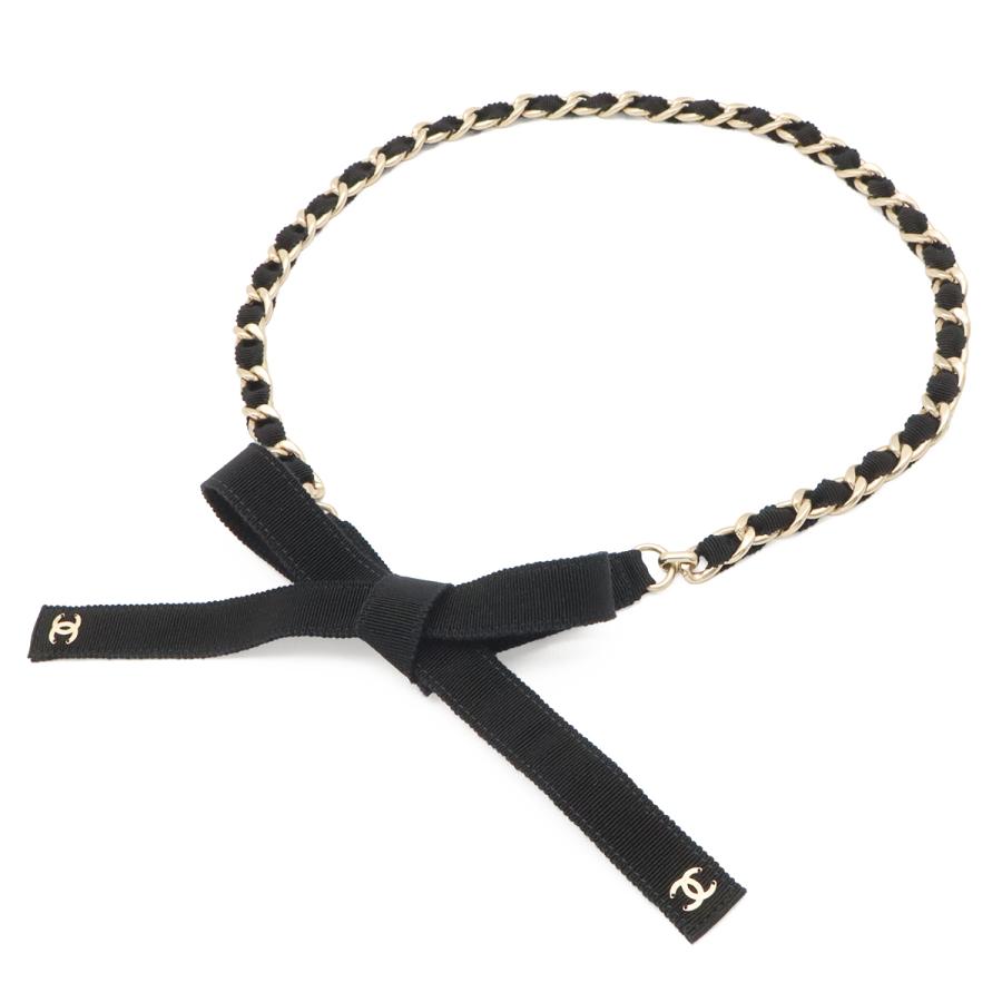 CHANEL シャネル ココマーク チェーンベルト グログラン リボン ブラック 黒 ゴールド金具 Sサイズ G20C | CHANEL | 04
