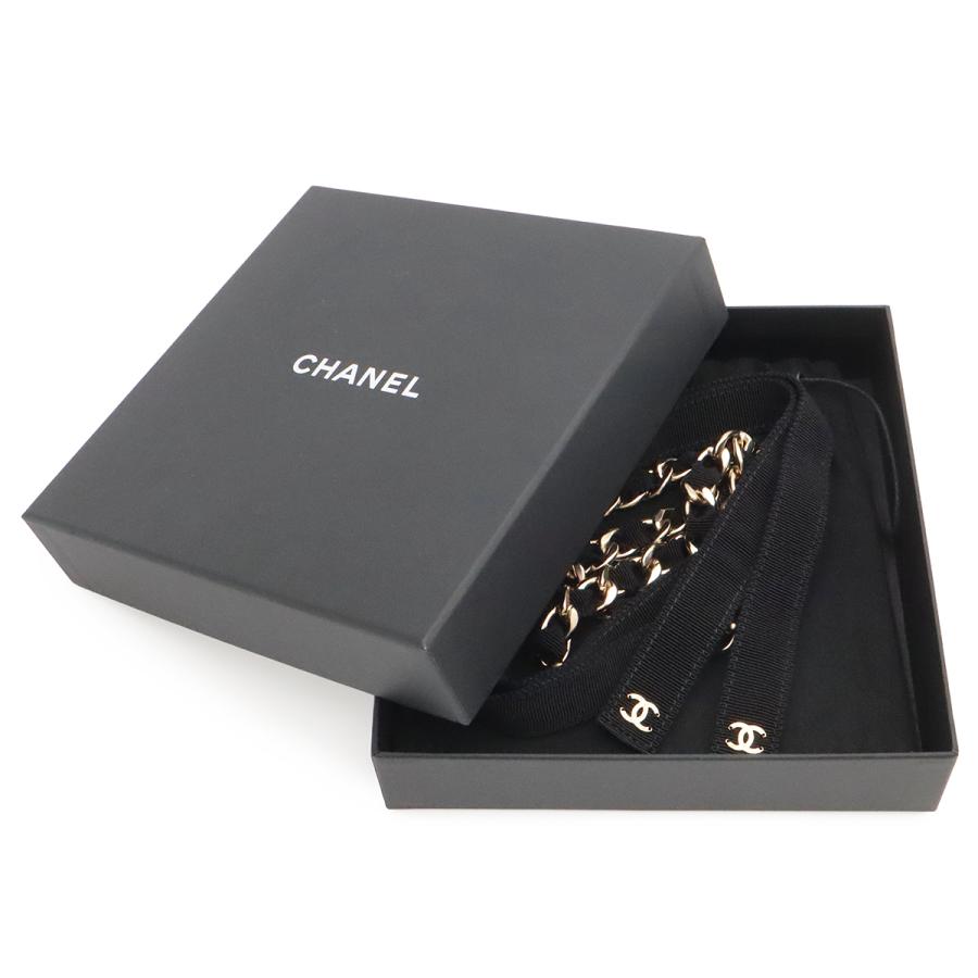 CHANEL シャネル ココマーク チェーンベルト グログラン リボン ブラック 黒 ゴールド金具 Sサイズ G20C | CHANEL | 05