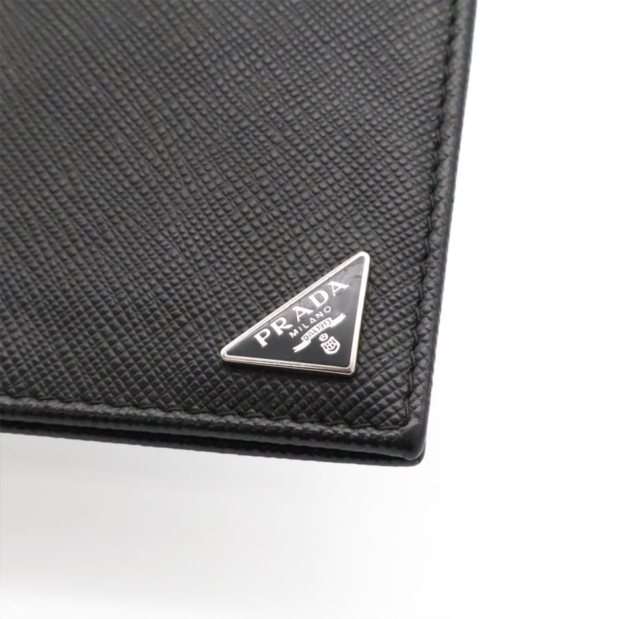 PRADA プラダ トライアングルロゴ 2つ折札入れ 二つ折り財布 マネークリップ式 ビルクリップ レザー NERO 黒 ブラック シルバー金具 | PRADA | 03