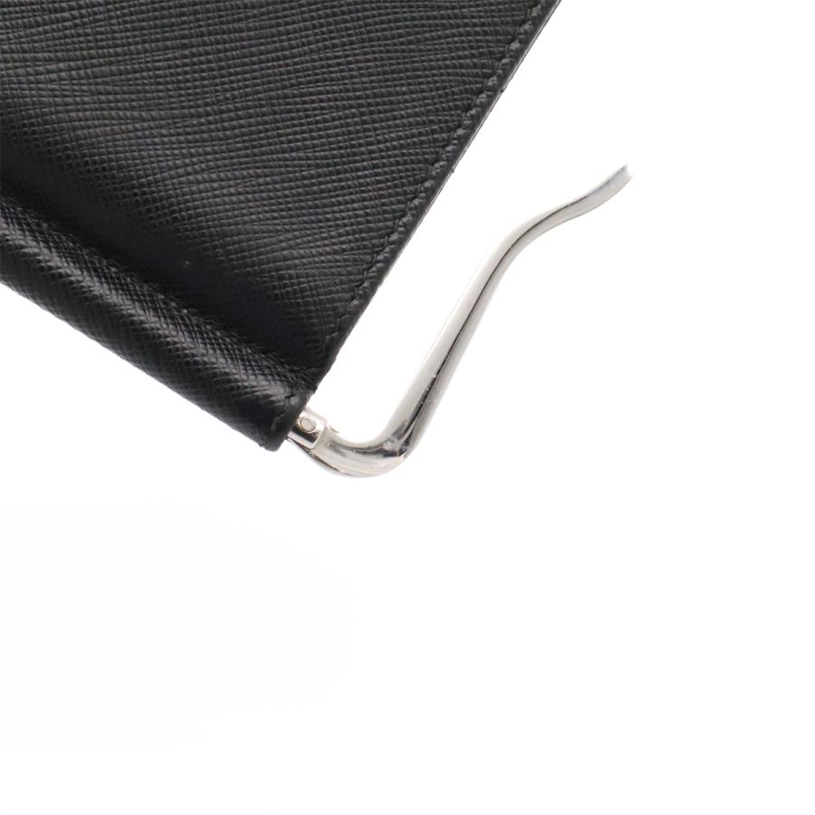 PRADA プラダ トライアングルロゴ 2つ折札入れ 二つ折り財布 マネークリップ式 ビルクリップ レザー NERO 黒 ブラック シルバー金具 | PRADA | 05