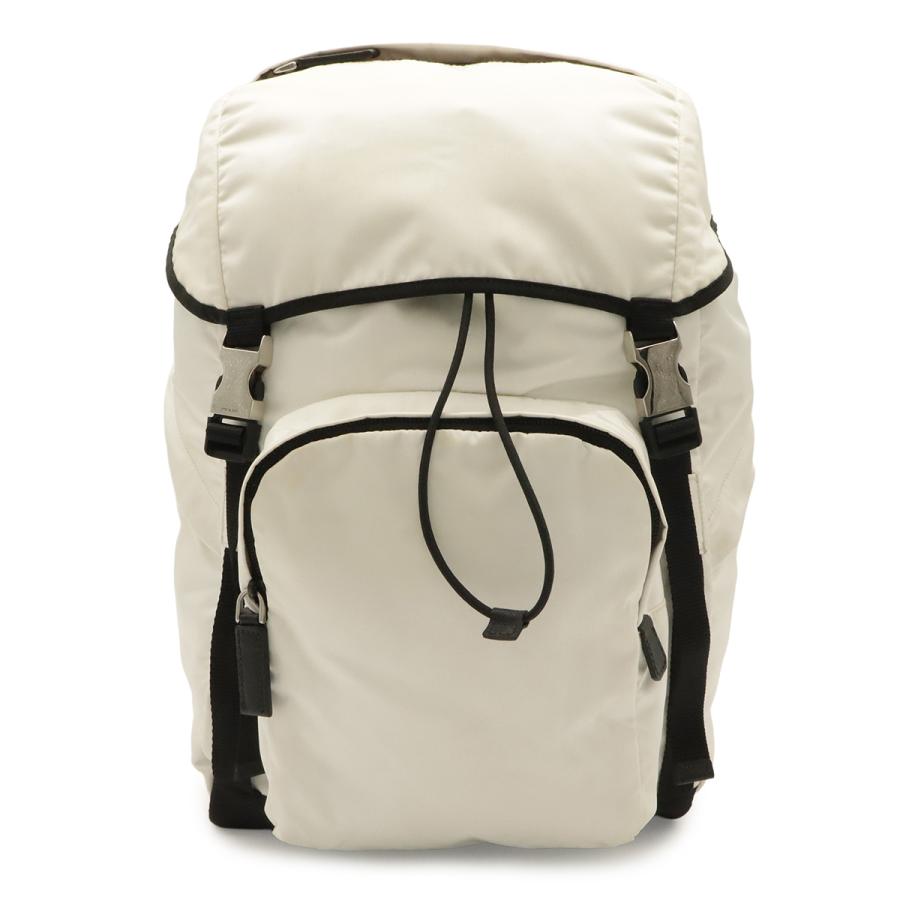 PRADA プラダ バックパック リュックサック デイパック ナイロン レザー BIANCO 白 ホワイト シルバー金具 国内ブティック購入品 2VZ135 | PRADA