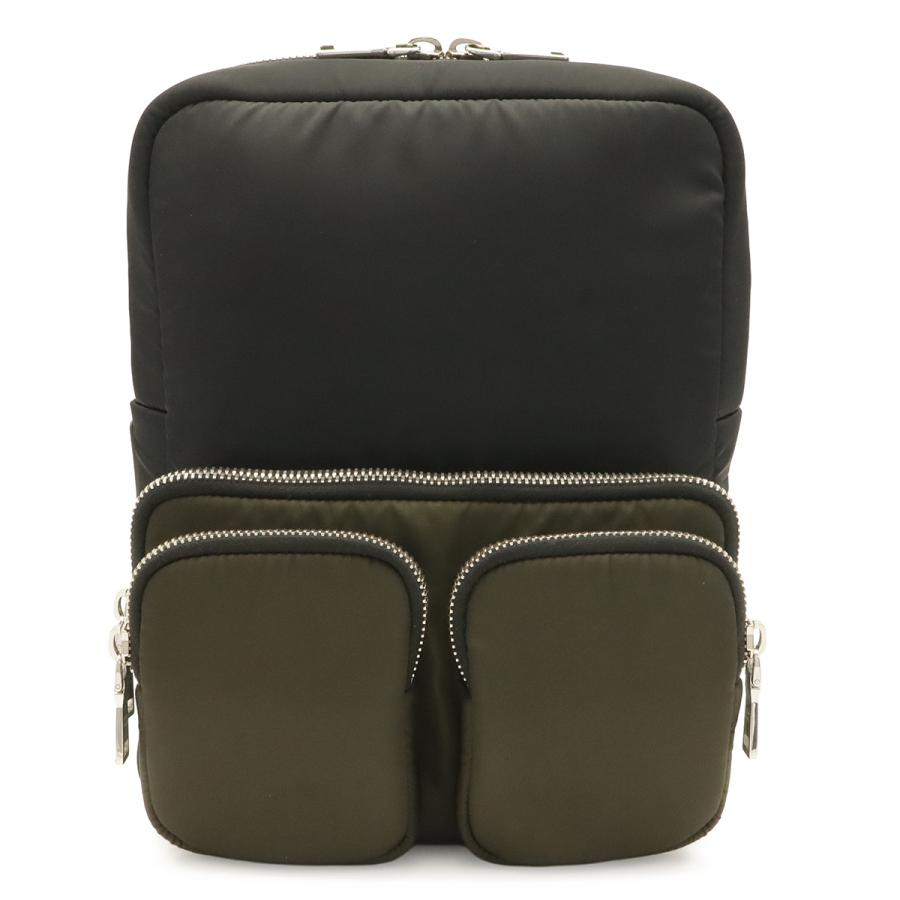 PRADA プラダ TESSUTO POCKET ラバーロゴ バックパック リュックサック デイパック ナイロン NERO ブラック カーキグリーン シルバー金具 | PRADA
