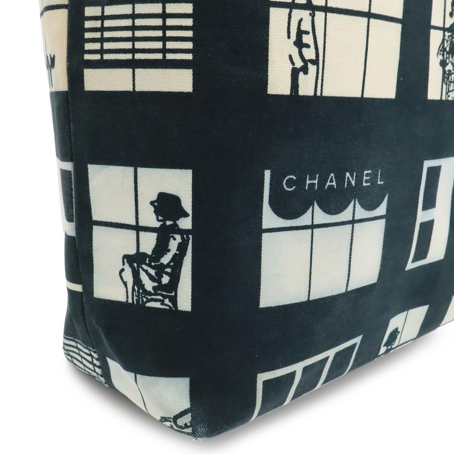 CHANEL シャネル ウィンドウズライン トートバッグ ラージトート ショルダーバッグ 肩掛け キャンバス ブラック 黒 ホワイト 白 | CHANEL | 08