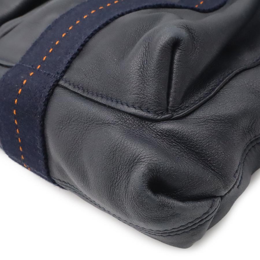 HERMES エルメス キャラバン ヴェルティカルMM トートバッグ 2WAY ショルダーバッグ 斜め掛け レザー ダークネイビー オレンジ | HERMES | 02
