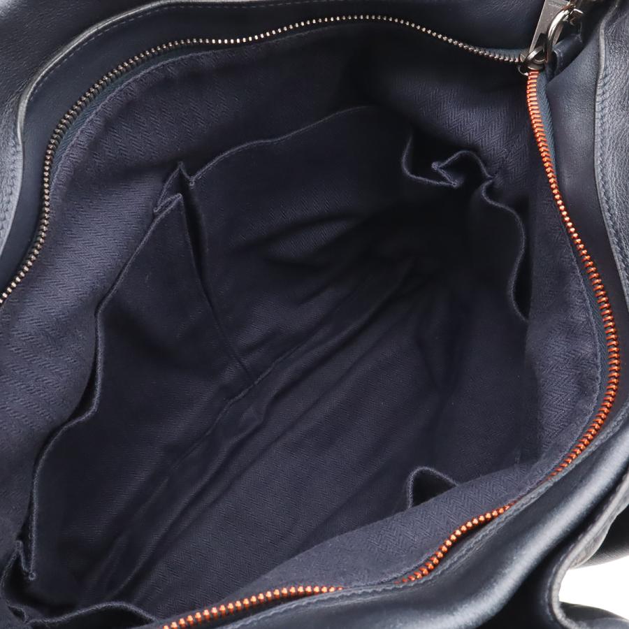 HERMES エルメス キャラバン ヴェルティカルMM トートバッグ 2WAY ショルダーバッグ 斜め掛け レザー ダークネイビー オレンジ | HERMES | 05