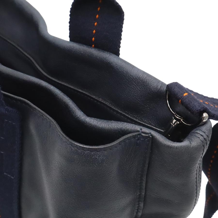 HERMES エルメス キャラバン ヴェルティカルMM トートバッグ 2WAY ショルダーバッグ 斜め掛け レザー ダークネイビー オレンジ | HERMES | 06
