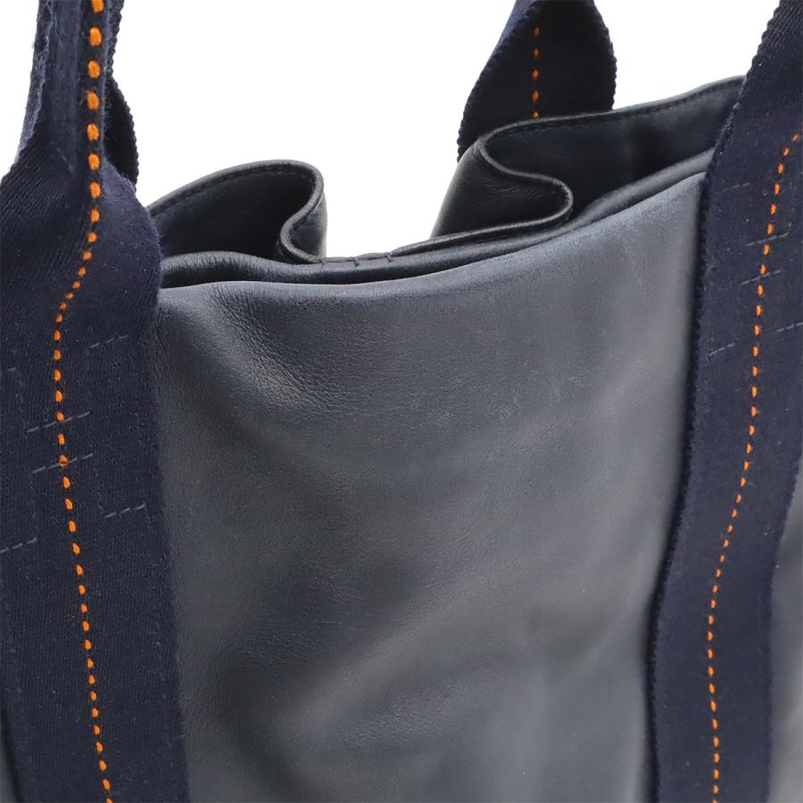 HERMES エルメス キャラバン ヴェルティカルMM トートバッグ 2WAY ショルダーバッグ 斜め掛け レザー ダークネイビー オレンジ | HERMES | 07