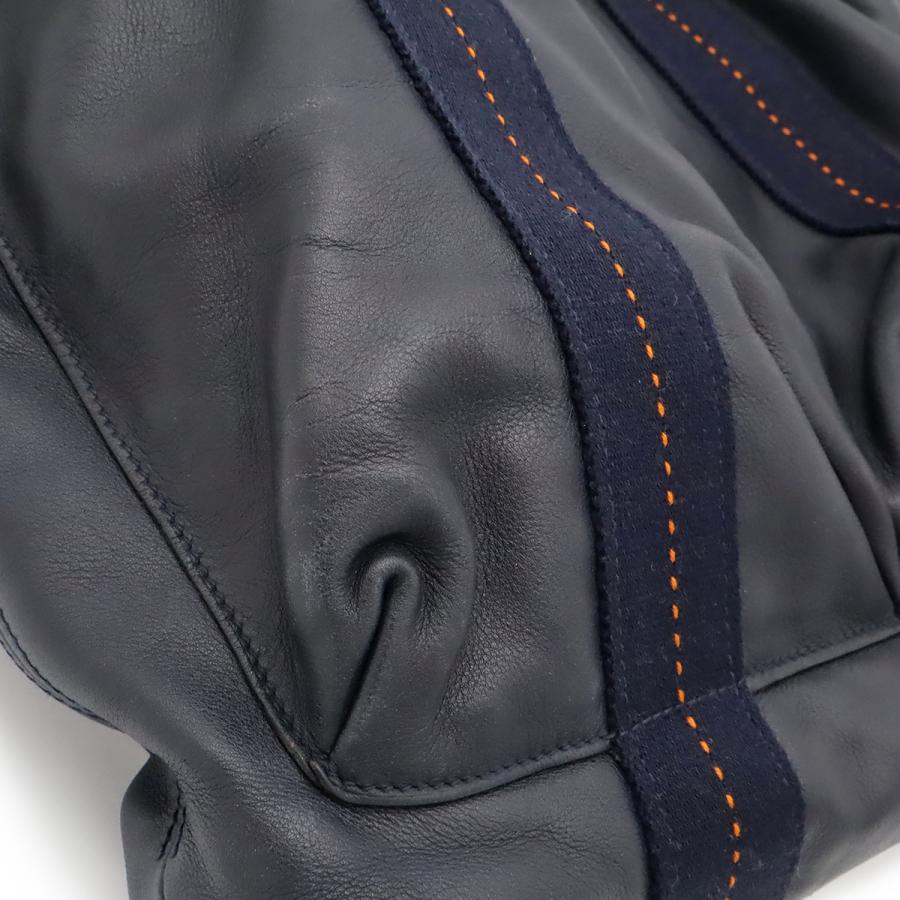 HERMES エルメス キャラバン ヴェルティカルMM トートバッグ 2WAY ショルダーバッグ 斜め掛け レザー ダークネイビー オレンジ | HERMES | 08