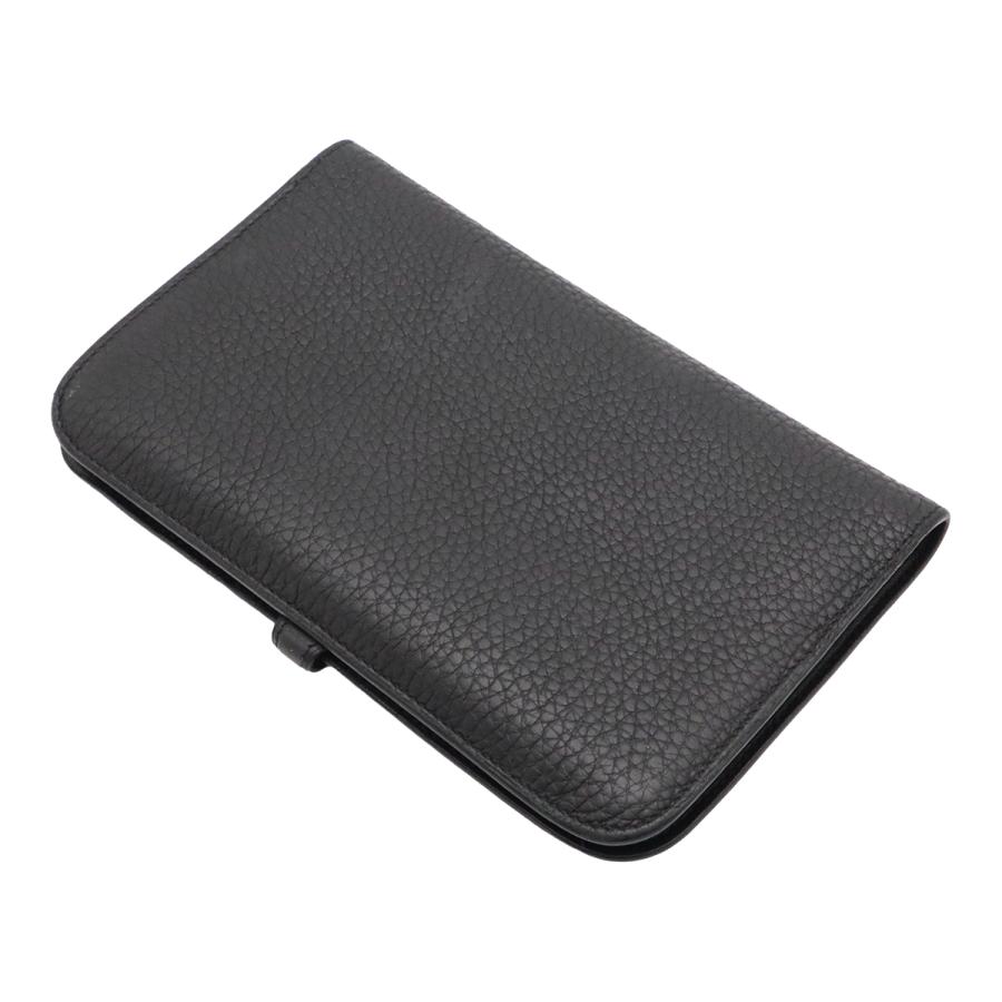 HERMES エルメス ドゴンデュオ ドゴンGM 2つ折長財布 二つ折り長財布 トゴ レザー ブラック 黒 シルバー金具 コインケース付き D刻印 | HERMES | 01