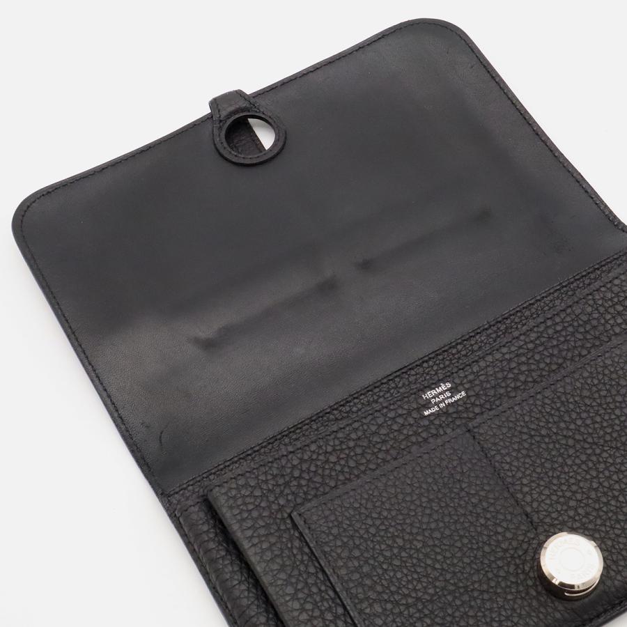 HERMES エルメス ドゴンデュオ ドゴンGM 2つ折長財布 二つ折り長財布 トゴ レザー ブラック 黒 シルバー金具 コインケース付き D刻印 | HERMES | 04