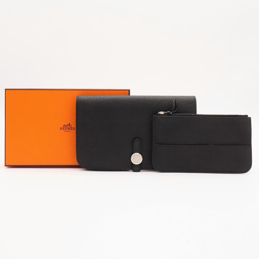 HERMES エルメス ドゴンデュオ ドゴンGM 2つ折長財布 二つ折り長財布 トゴ レザー ブラック 黒 シルバー金具 コインケース付き D刻印 | HERMES | 07
