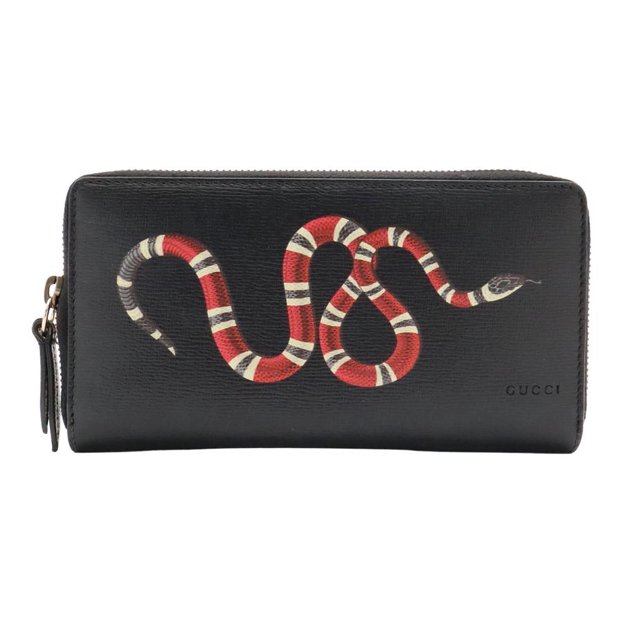 GUCCI グッチ ジップアラウンドウォレット ラウンドファスナー 長財布 スネーク 蛇 コーティングレザー ブラック 黒 レッド 451273 | GUCCI