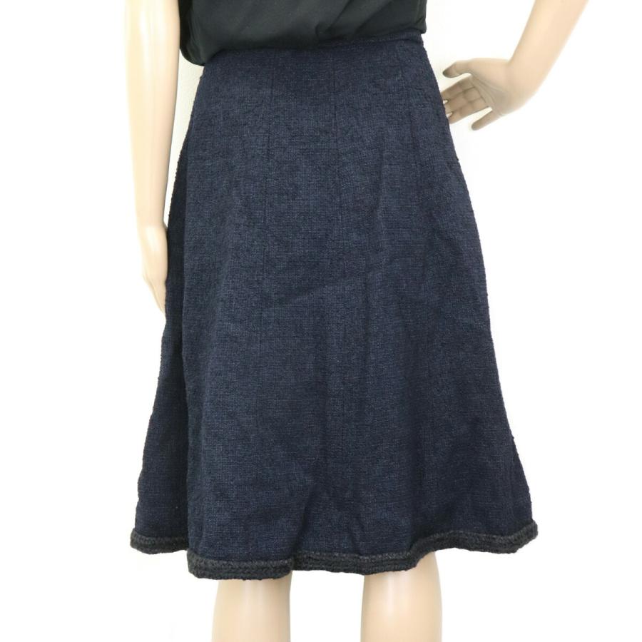 CHANEL シャネル ツイード スカート ウール シルク ナイロン ネイビー  
