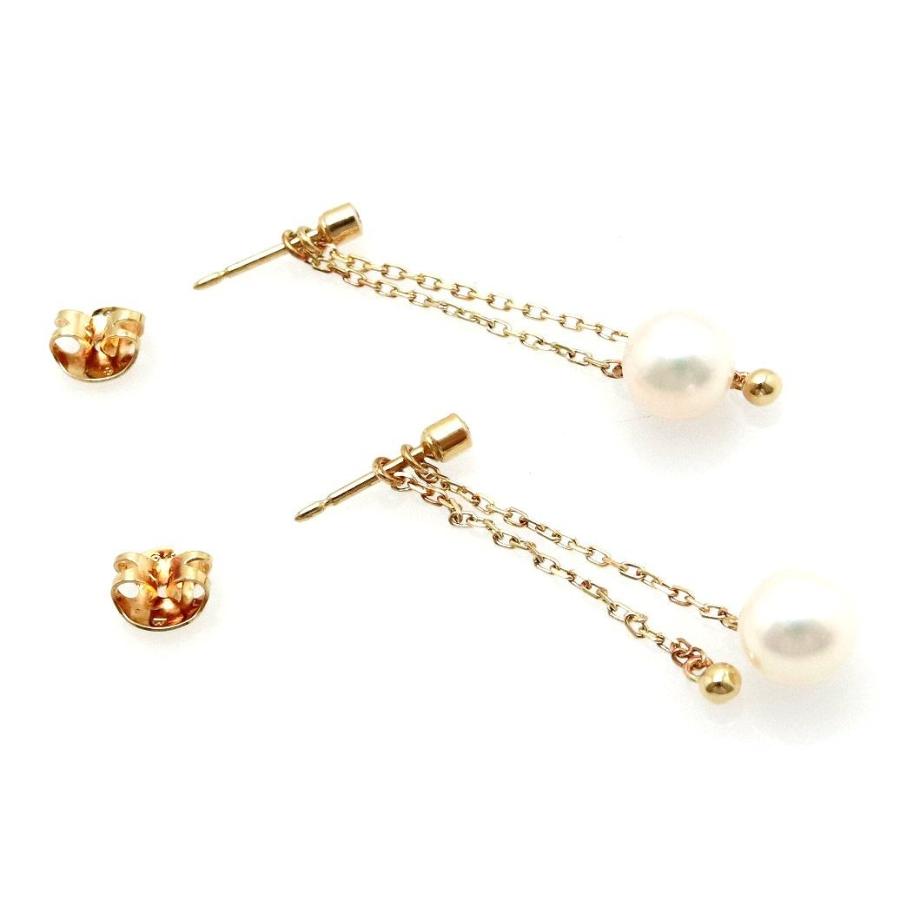 Mikimoto ミキモト パール ピアス チェーンピアス 真珠 7 2m M ダイヤモンド K18yg イエローゴールド 中古 Blumin 通販 Yahoo ショッピング