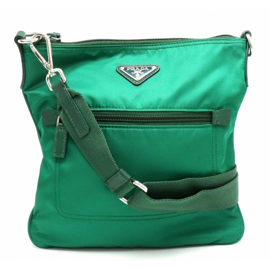 Prada プラダ ショルダーバッグ 斜め掛け ナイロン レザー Oleandro グリーン 緑 シルバー金具 国内アウトレット購入品 Bt0716 中古 S Blumin 通販 Yahoo ショッピング