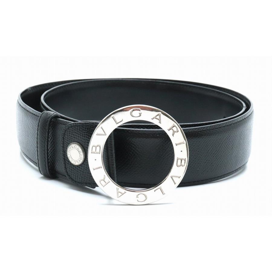 Bvlgari ブルガリ ブルガリブルガリ ベルト メンズ レザー 約90cm カット済 黒 ブラック シルバー金具 中古 S Blumin 通販 Yahoo ショッピング