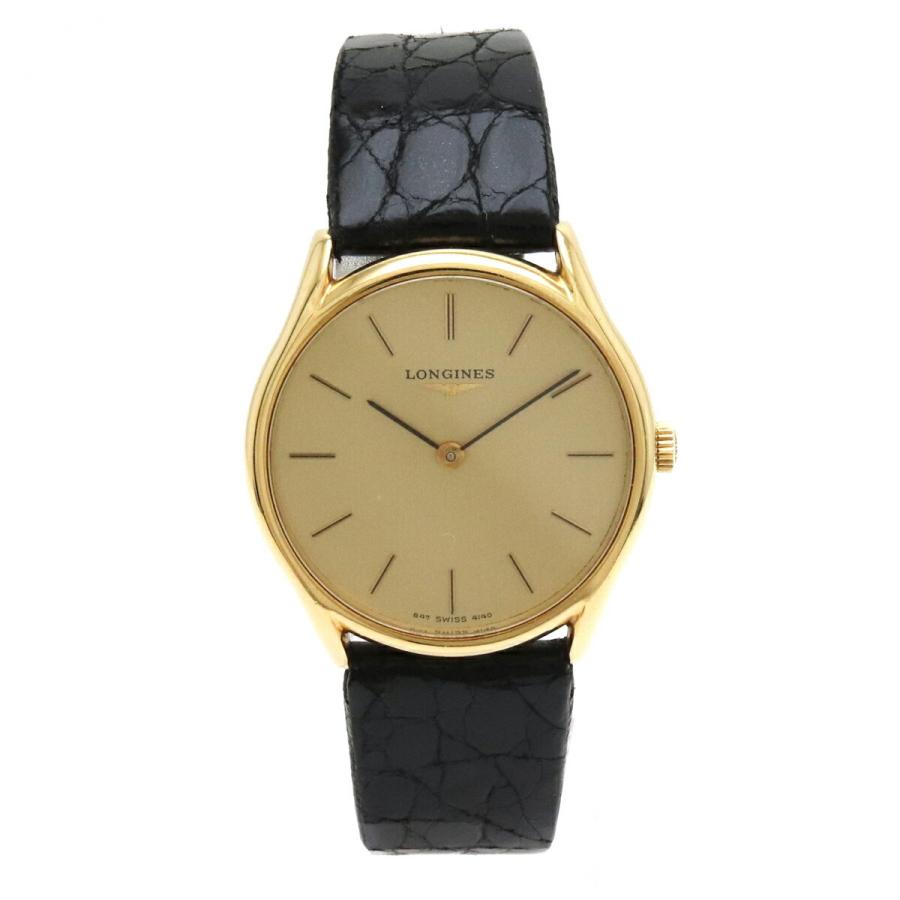 Longines ロンジン ゴールド文字盤 K18 750 革ベルト メンズ 手巻き 腕時計 中古 31900425 Blumin 通販 Yahoo ショッピング