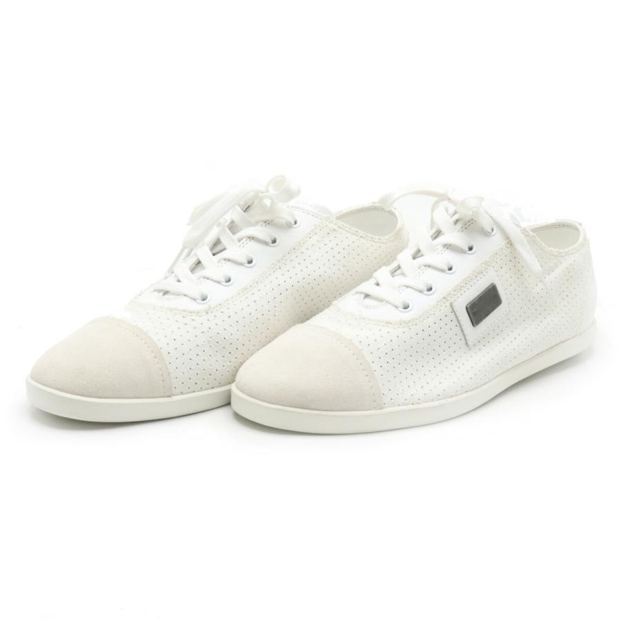 靴 Dolce Gabbana ドルチェ ガッバーナ ドルガバ D G スニーカー パンチング プレート メンズ レザー スエード ホワイト 白 10 中古 Blumin 通販 Yahoo ショッピング