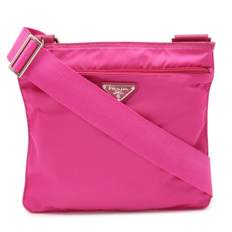 Prada プラダ ショルダーバッグ マチ無し 斜め掛けショルダー ナイロン レザー Fuxia ピンク 海外ブティック購入品 Bt04 中古 Blumin 通販 Yahoo ショッピング