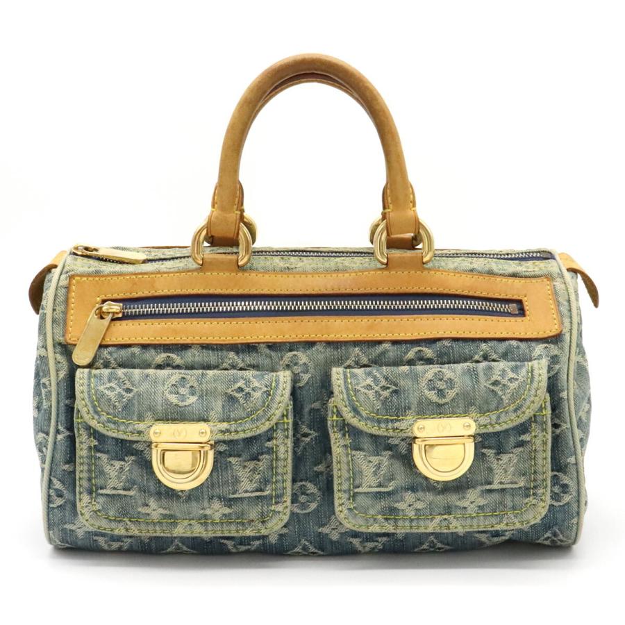 速達メール便 Louis Vuitton ルイ ヴィトン モノグラムデニム ネオスピーディ ハンドバッグ ミニボストンバッグ 青 ブルーデニム M 中古 大流行中 Marve Hn
