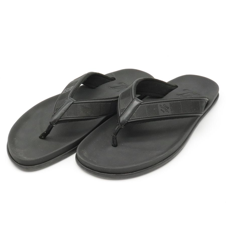 Louis Vuitton ルイ ヴィトン ダミエ ビーチサンダル ラバーサンダル メンズ レザー ノワール ブラック 黒 8 26 5cm 中古 Blumin 通販 Yahoo ショッピング