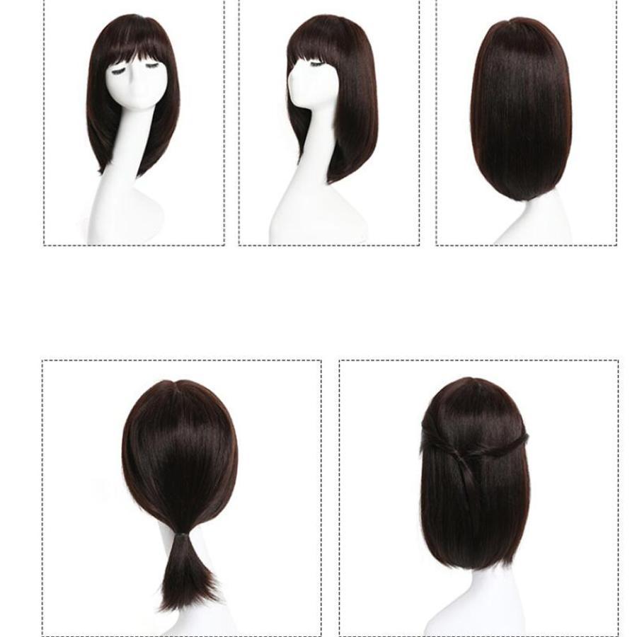 ウィッグ 自然な人毛100%フルウィッグ 人毛 自然 医療用 円形脱毛症 ボブ ミディアム ショート レディース 