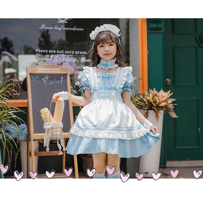 子供メイド服ロリータドレス姫様ワンピース女の子ゴスロリ キッズ ハロウィン仮装コスプレ衣装ドレスlolitaエプロン カチューシャ フルセット全店二点送料無料｜blvlstore｜17