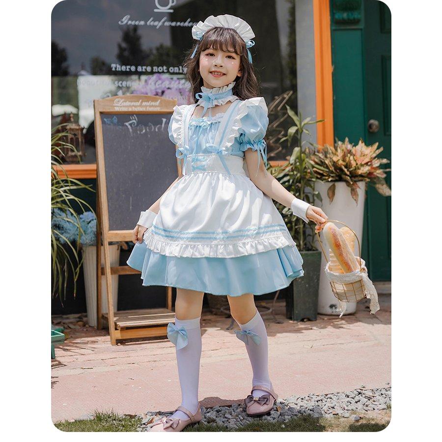 子供メイド服ロリータドレス姫様ワンピース女の子ゴスロリ キッズ ハロウィン仮装コスプレ衣装ドレスlolitaエプロン カチューシャ フルセット全店二点送料無料｜blvlstore｜18