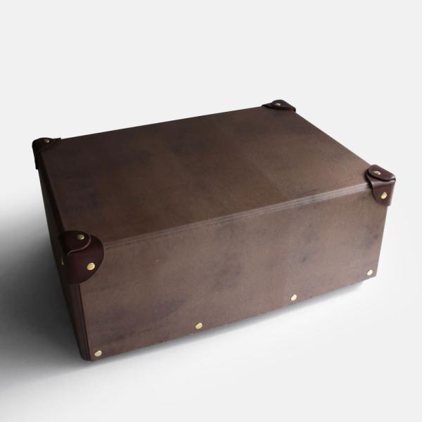 STACK CONTAINERS / PAPER CONTAINER LAUNDRY 革コーナー付(BROWN) | スタックコンテナーズ/ペーパーコンテナー/ランドリー/ブラウン/紙箱/小物いれ | 112656 | 