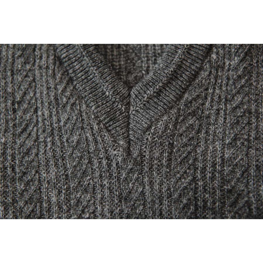 セーター Ｖ首 地柄 カシミヤ5%ナイロン25%毛70% 日本製 10ゲージ 紳士/メンズ 送料無料 (2065)｜bm-knit｜09