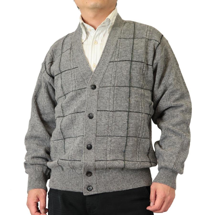 カーディガン ｖ首 格子柄 カシミヤ5 ナイロン25 毛70 日本製 10ゲージ 紳士 メンズ 送料無料 7056 以上節約