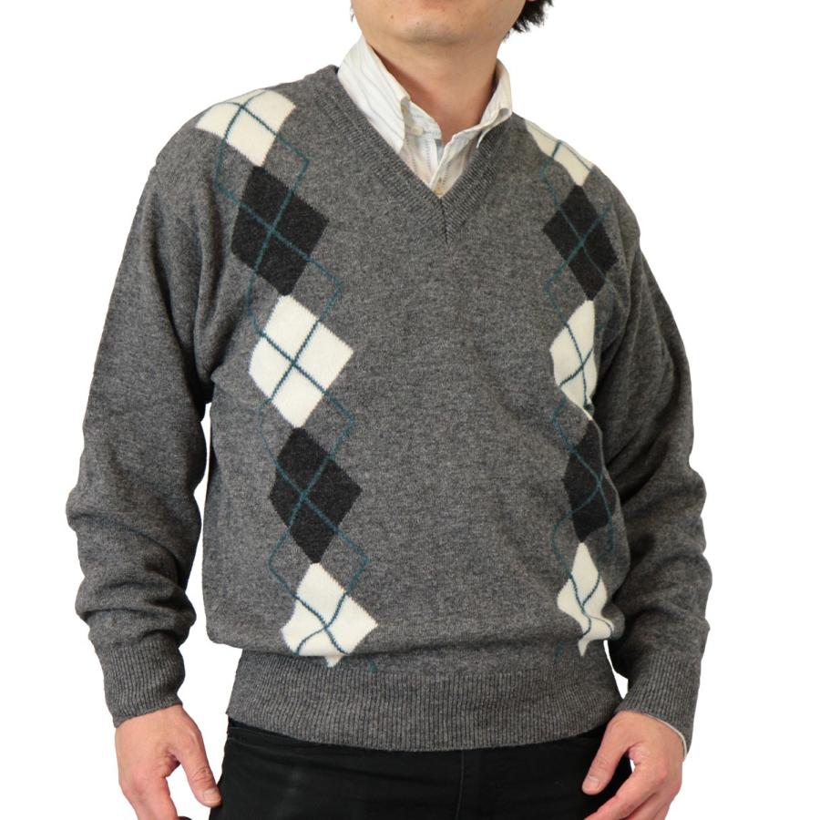 セーター Ｖ首 アーガイル柄 カシミヤ5%ナイロン25%毛70% 日本製 10