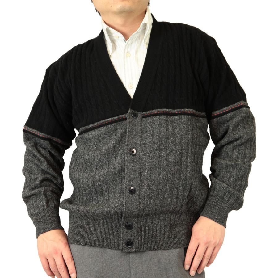 カーディガン ｖ首 ツートンカラー カシミヤ5 ナイロン25 毛70 日本製 10ゲージ 紳士 メンズ 送料無料 7065 人気ショップが最安値挑戦