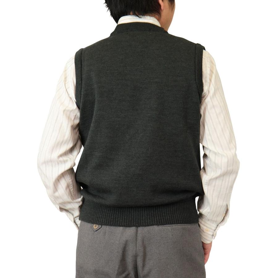 ベスト V首 天竺無地 ウール100% 日本製 10ゲージ 紳士/メンズ 送料