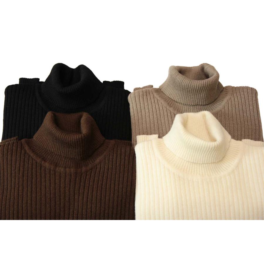 セーター タートル/ハイネック リブ ウール100% 日本製 10ゲージ 紳士