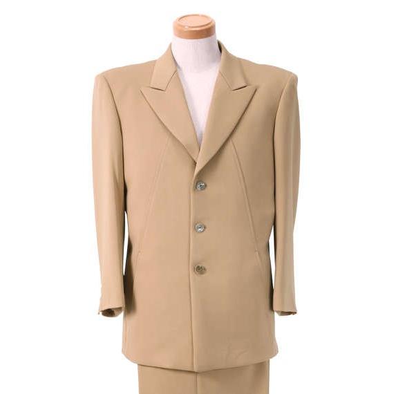 大きいサイズ メンズ シングル3ツ釦デザインスーツ キャメル 1122-5321-2 2L 3L 4L 5L