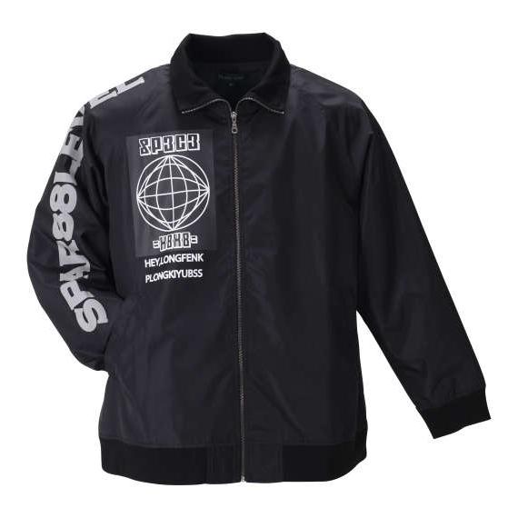 大きいサイズ メンズ in the attic ラグラン型 スタンド ブルゾン ブラック 1253-0350-2 2L 3L 4L 5L 6L in the attic（インジアティック） 大きいサイズ メンズ ラグラン型