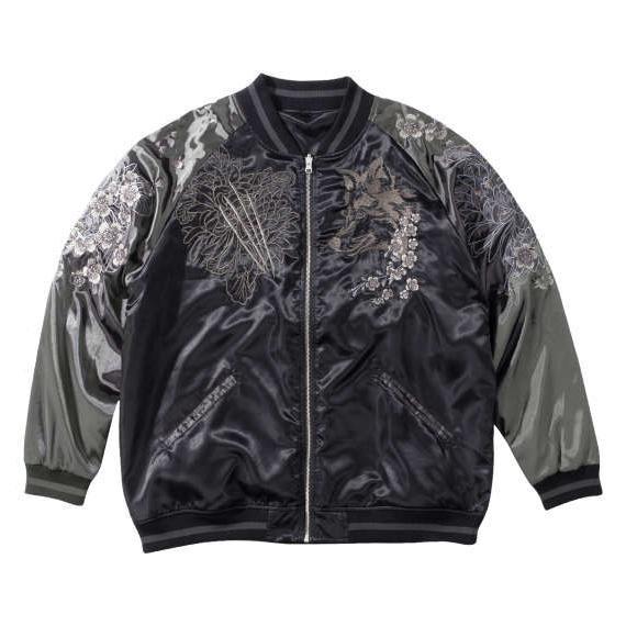 絡繰魂 大きいサイズ メンズ 狼百花繚乱 リバーシブル スカジャン