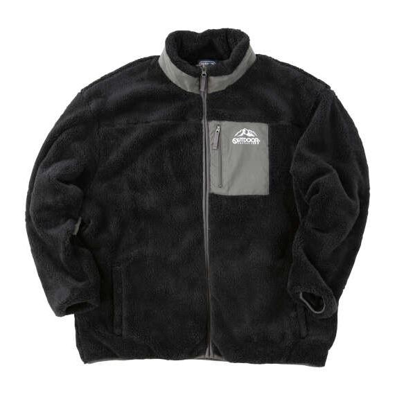 大きいサイズ メンズ OUTDOOR PRODUCTS 裏メッシュ ボア フリース ジャケット ブラック 1253-5324-2 3L 4L 5L 6L 7L 8L OUTDOOR PRODUCTS（アウトドアプロダクツ） 大きいサイズ メンズ 裏