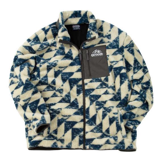 大きいサイズ メンズ OUTDOOR PRODUCTS 裏メッシュ ボア フリース ジャケット アイボリー系 1253-5325-1 3L 4L 5L 6L 8L OUTDOOR PRODUCTS（アウトドアプロダクツ） 大きいサイズ メンズ 裏