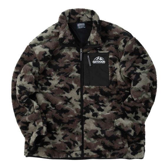 大きいサイズ メンズ OUTDOOR PRODUCTS 裏メッシュ ボア フリース ジャケット カーキ系 1253-5325-2 3L 4L 5L 6L 8L OUTDOOR PRODUCTS（アウトドアプロダクツ） 大きいサイズ メンズ 裏